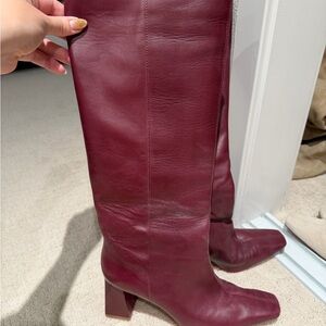 Reformation Deep Red Leather Heeled Boots